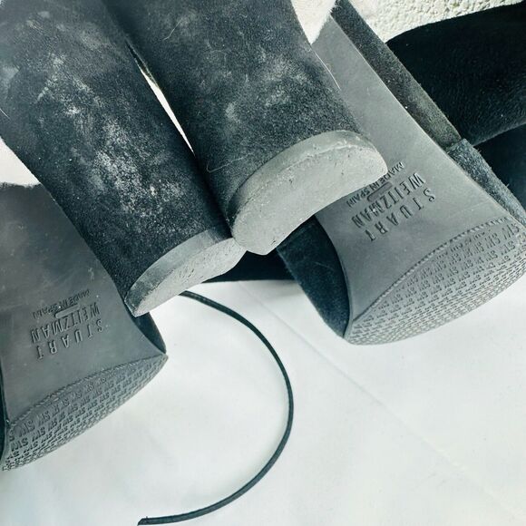 Stuart Weitzman Highland Over The Knee Boots Black Suede Heeled Sz 5.5 - Picture 10 of 13